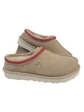 NEW UGG Tasman II Women's Suede Slippers With Sheepskin Lining Size 7 Beige